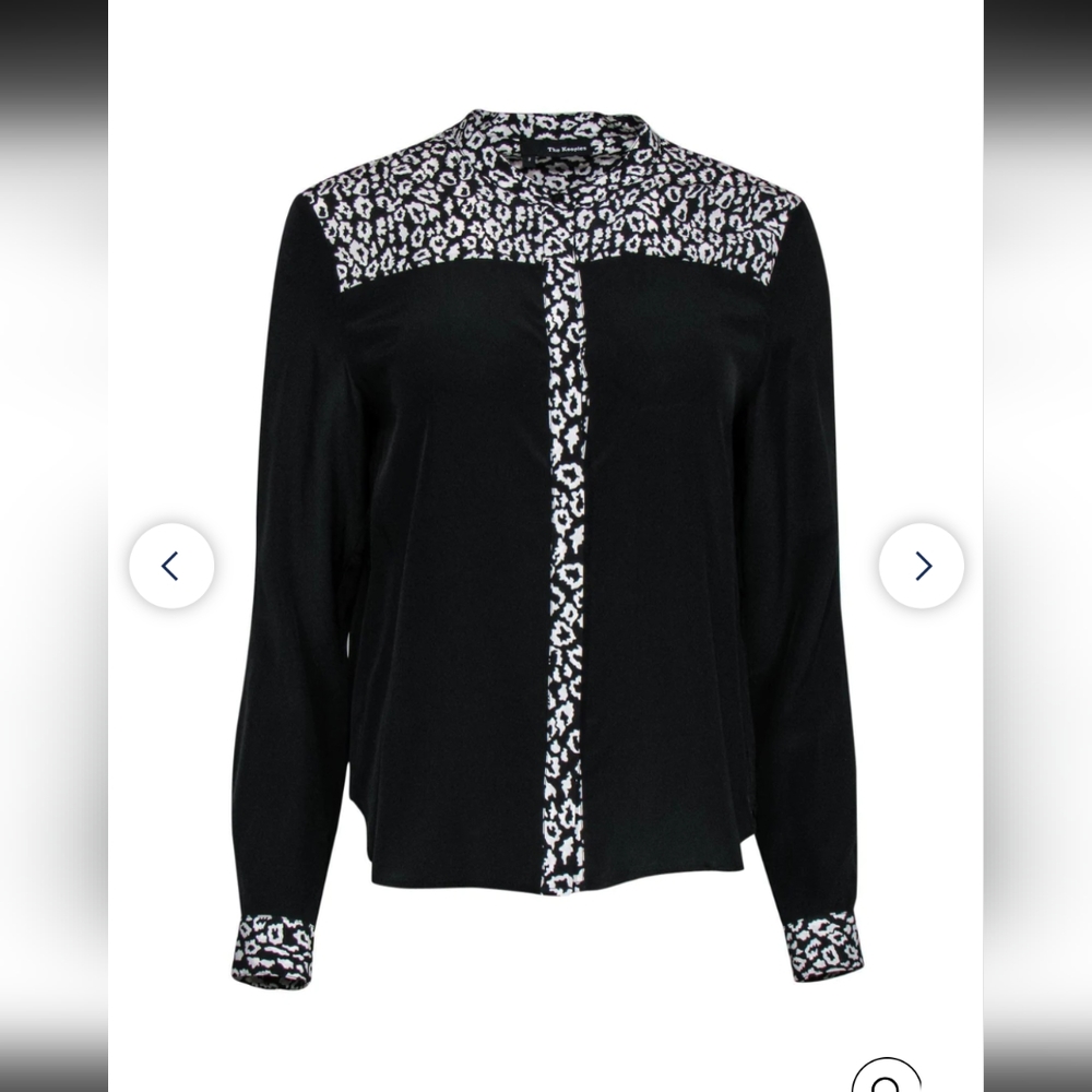 THE KOOPLES Leopard Print Black White Button Down - Size 0/XS
